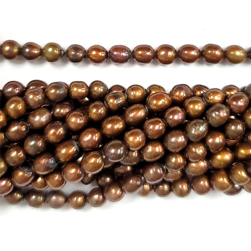 FRESHWATER PEARL RICE 6X7-6X8MM CHOCOLATE BROWN (10 STRS)